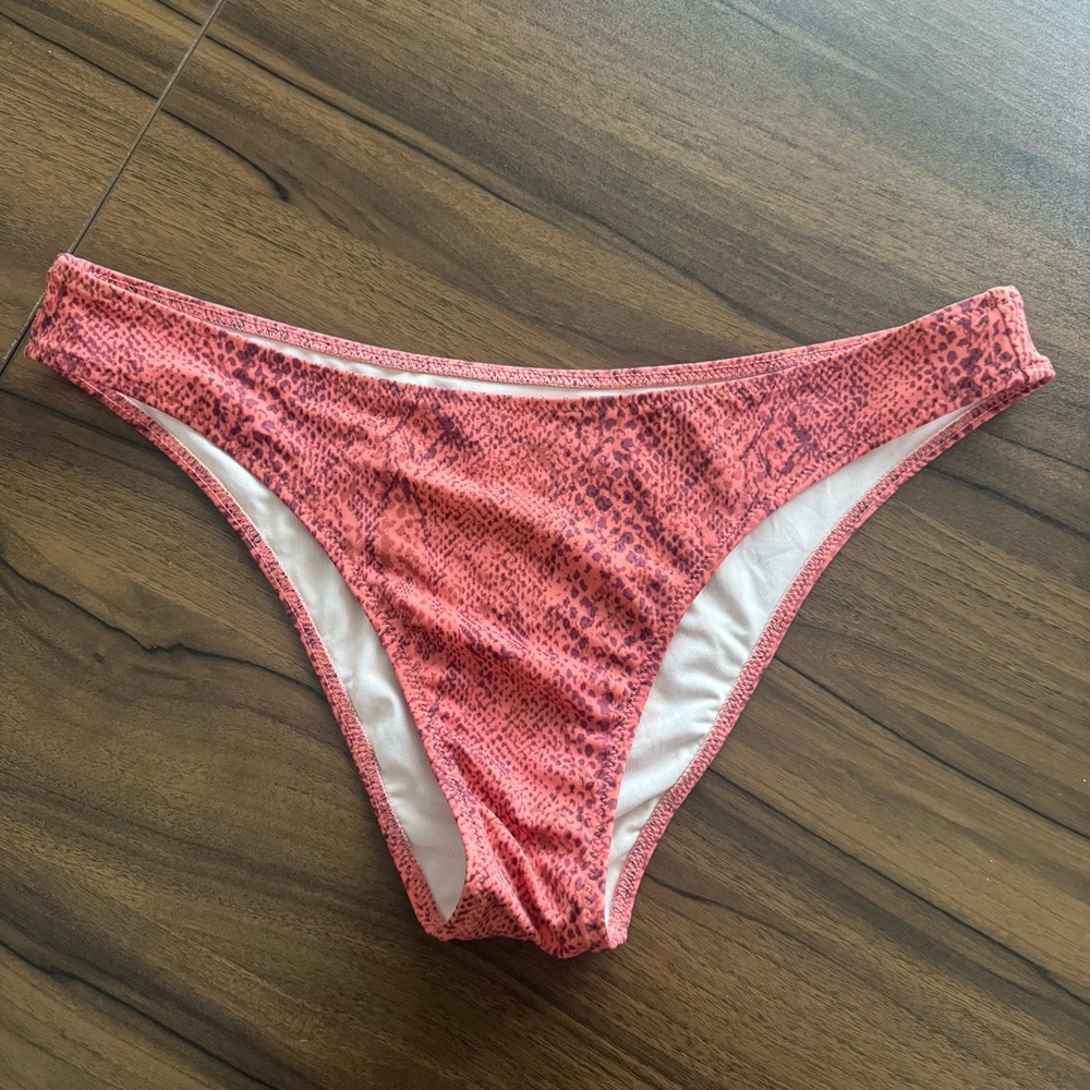 Shade & Shore Coral Snakeskin Print Bikini Bottom